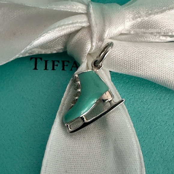 Tiffany & Co NEW Ice Skate Charm Blue Enamel Sterling Silver Christmas Charm - Picture 3 of 9